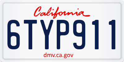 CA license plate 6TYP911