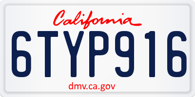 CA license plate 6TYP916