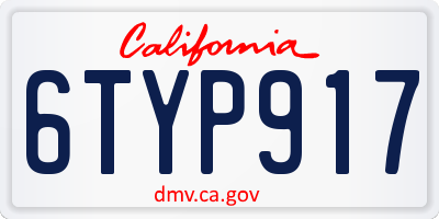 CA license plate 6TYP917