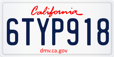 CA license plate 6TYP918