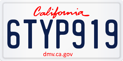 CA license plate 6TYP919