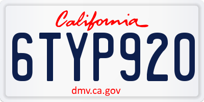 CA license plate 6TYP920