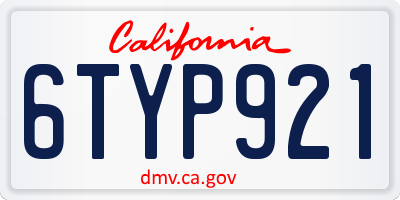 CA license plate 6TYP921