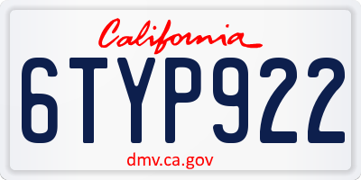 CA license plate 6TYP922