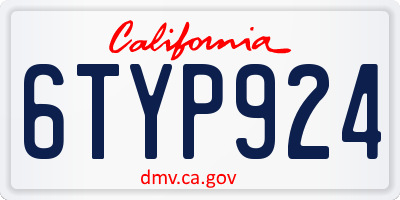 CA license plate 6TYP924