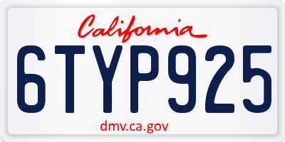 CA license plate 6TYP925