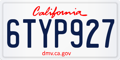 CA license plate 6TYP927