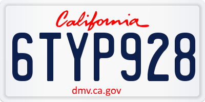 CA license plate 6TYP928