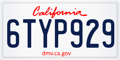 CA license plate 6TYP929