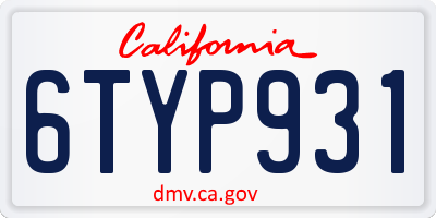 CA license plate 6TYP931