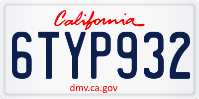 CA license plate 6TYP932