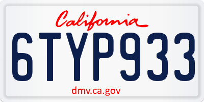CA license plate 6TYP933