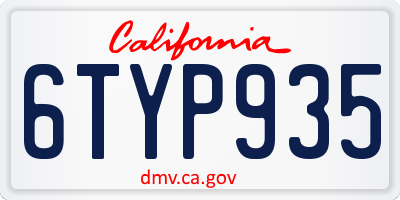 CA license plate 6TYP935