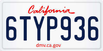 CA license plate 6TYP936