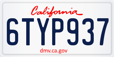 CA license plate 6TYP937