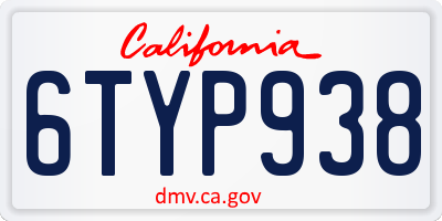 CA license plate 6TYP938