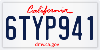 CA license plate 6TYP941