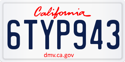 CA license plate 6TYP943