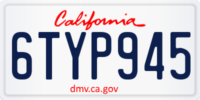 CA license plate 6TYP945