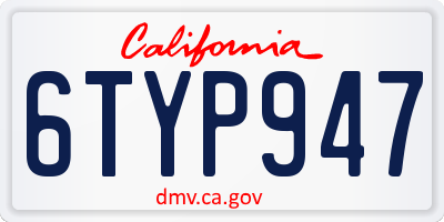 CA license plate 6TYP947
