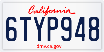 CA license plate 6TYP948