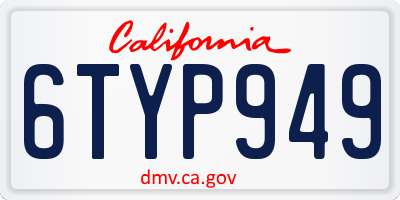 CA license plate 6TYP949