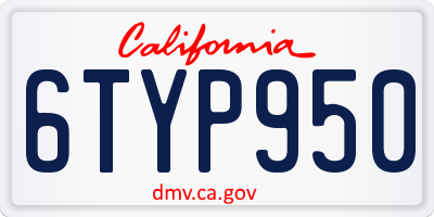 CA license plate 6TYP950