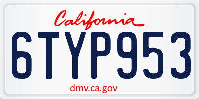 CA license plate 6TYP953