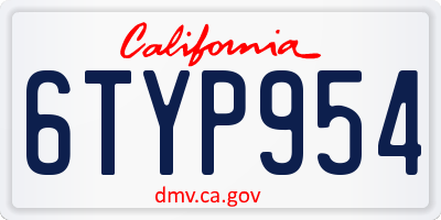 CA license plate 6TYP954