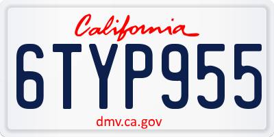 CA license plate 6TYP955