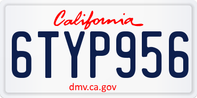 CA license plate 6TYP956