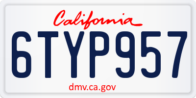 CA license plate 6TYP957