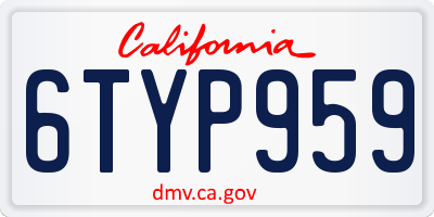 CA license plate 6TYP959