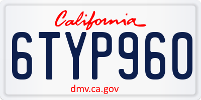 CA license plate 6TYP960