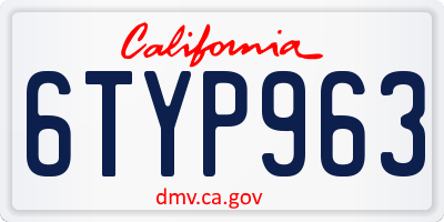 CA license plate 6TYP963