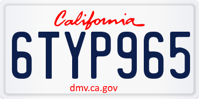 CA license plate 6TYP965