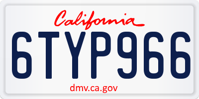 CA license plate 6TYP966