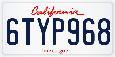 CA license plate 6TYP968