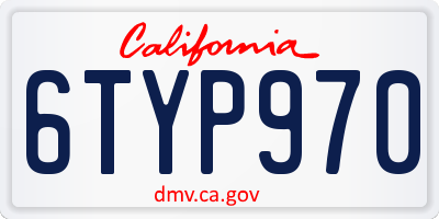 CA license plate 6TYP970