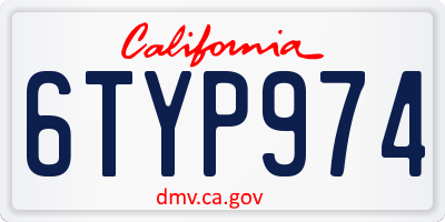 CA license plate 6TYP974