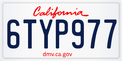 CA license plate 6TYP977