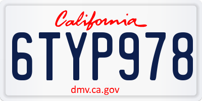 CA license plate 6TYP978