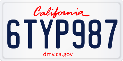 CA license plate 6TYP987