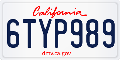 CA license plate 6TYP989