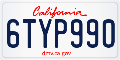 CA license plate 6TYP990
