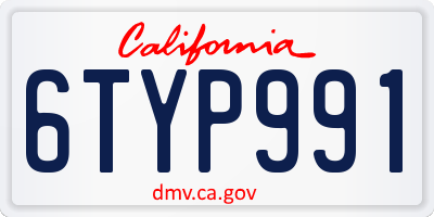 CA license plate 6TYP991