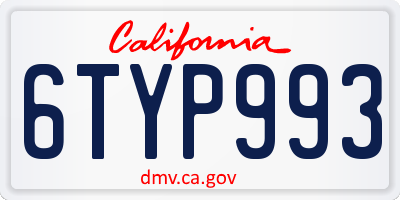 CA license plate 6TYP993