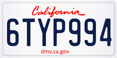 CA license plate 6TYP994