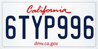 CA license plate 6TYP996