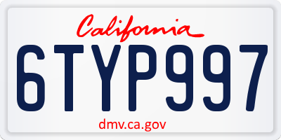 CA license plate 6TYP997
